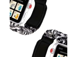 Bracelete Pulseira Fio Entrançado para Garmin Marq Aviator Preto e Branco