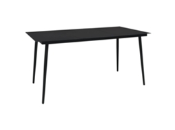 Vidaxl Mesa De Jantar Para Jardim 150x80x74 Cm Aço E Vidro Preto