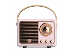 Coluna Bluetooth Portátil Retro Rosa com Pega, Mini Alto-falante USB para Telemóvel Hm11
