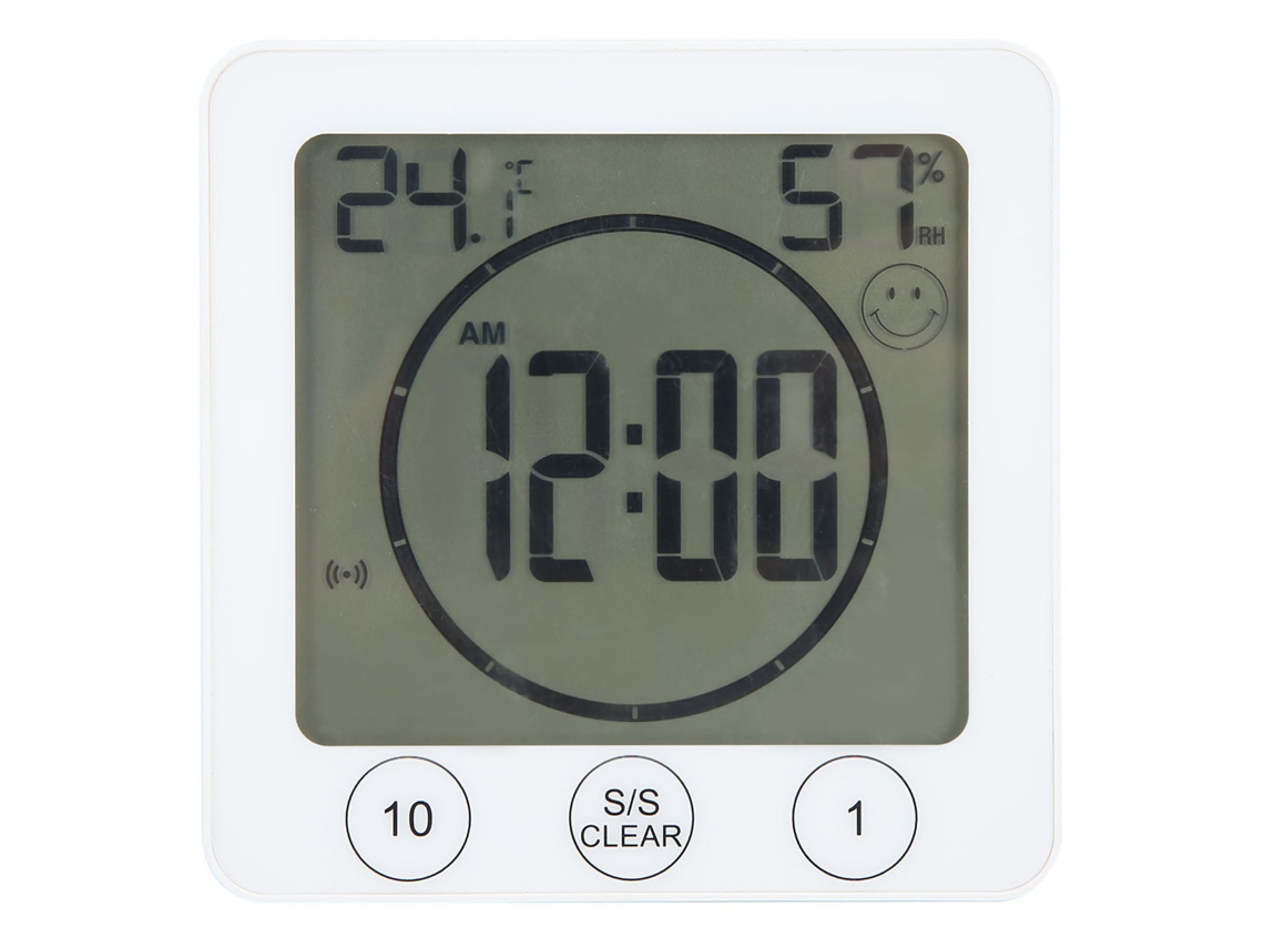 Medidor de Temperatura Umidade Digital Relógio À Prova D'água para Banheiro Cozinha Casa