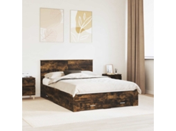 Vidaxl Estrutura Da Cama Com Gaveta Carvalho Fumado 140 X 200 Cm