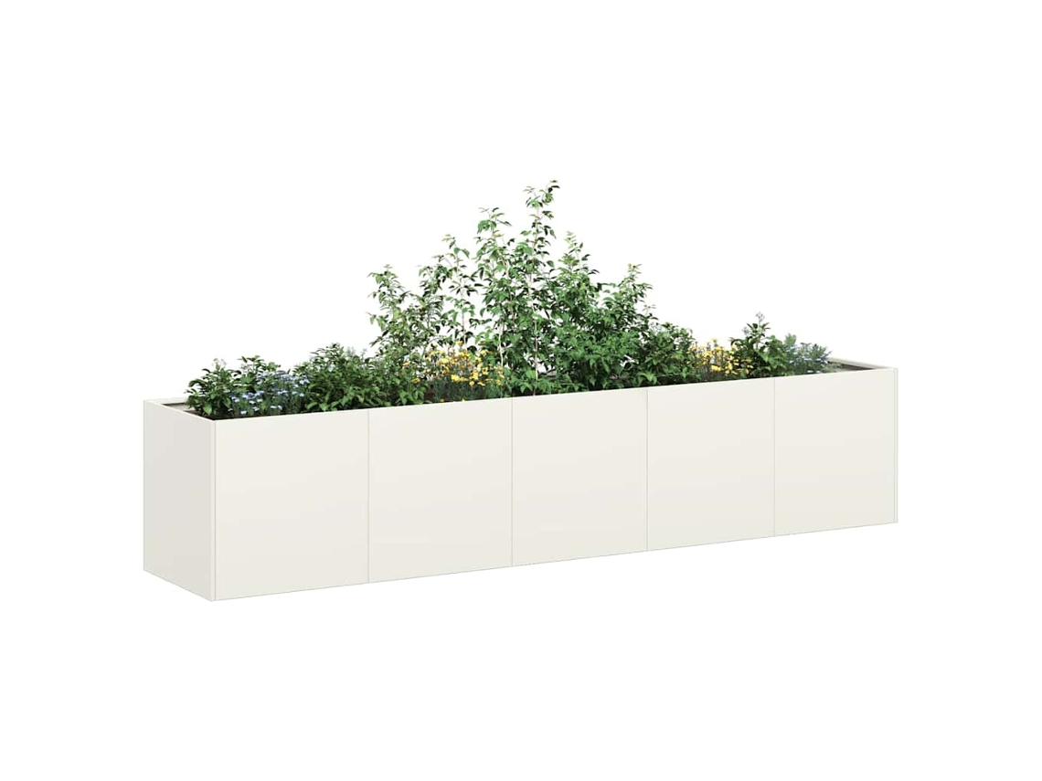 Vidaxl Vaso Floreira 200x40x40 Cm Aço Laminado A Frio Branco