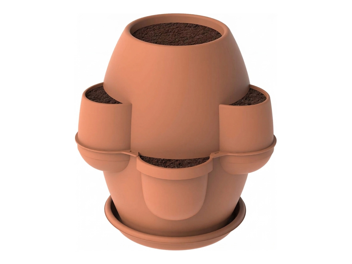 Oasi vaso de jardim 80x80x80 cm com 6 bolsas perimetrais e prato, FRANKYSTAR | FRANKYSTAR