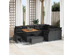 Vidaxl Conjunto De Sofá De Jardim 12 Unid. 11-número De Lugares Preto