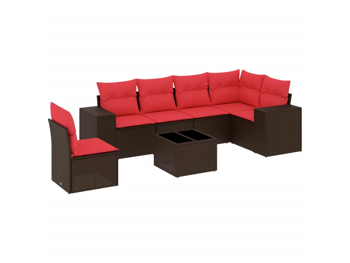 Conjunto de Sofá de Jardim, 7 Peças, Almofadas, Rattan Preto MAISON EXCLUSIVE