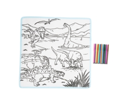 Mali tela de Desenho Lavável Infantil Educativa com 12 Pincéis Tipo Dinossauro 50x50cm