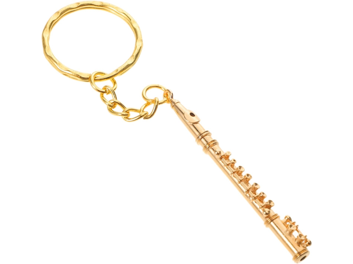 Mini Chaveiro De Flauta Dourada Em Metal, Estilo Vintage, Acessório Musical.