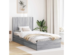 Vidaxl Estrutura De Cama Com Armazenamento E Cabeceira Sonoma Cinzento