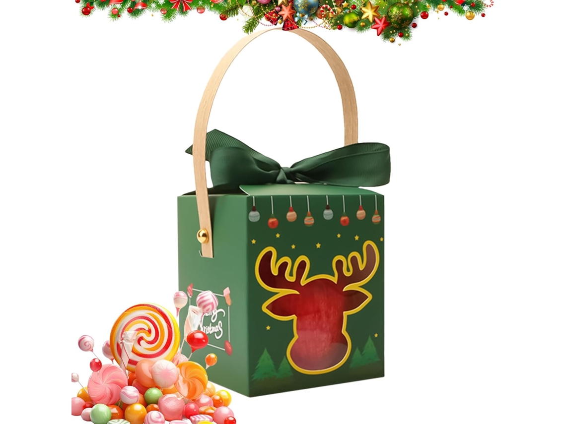 Caixas De Natal Para Doces - Caixa De Presente Com Janela E Alça