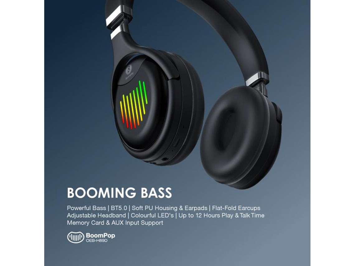 Aetheria fone de Ouvido Sem Fio Oraimo Oeb h89d Over ear Bt5.0 Luzes Multicoloridas Drivers 40mm
