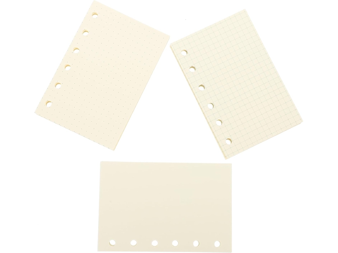 com 6 e de Papel 3 para Planejamento Anotações. Caderno Espiral Bege Furos Refil Liso, Pacote Unidades CHABERLU