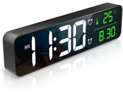 Despertador Digital, Relógio De Cabeceira Led, Relógio De Mesa Espelhado Com Data, Hora, Temperatura
