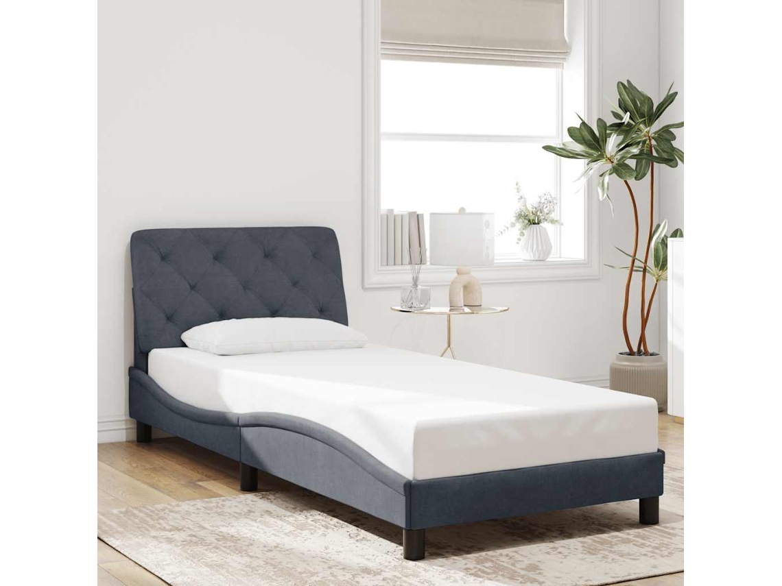 Vidaxl Estrutura de Cama Sem Colchão 80x200 Cm Veludo Cinzento escuro