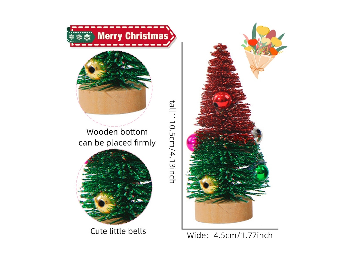 Elysve Mini Árvores De Natal Com Base – 4 Peças Para Decoração De Mesa