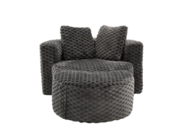 Poltrona Individual com Otomana NOVELA 130x115x103 cm, sem montagem, sofá sem estrutura cinza escuro