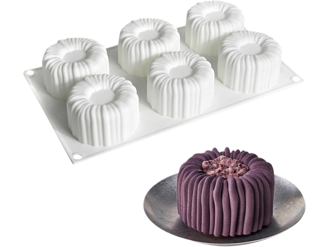 Molde De Silicone Para Mousse Resistente Ao Calor Com 6 Cavidades.