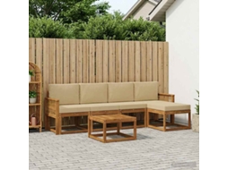 Vidaxl Conjunto De Sofás Para Exterior 6 Pcs Natural E Bege Poliéster