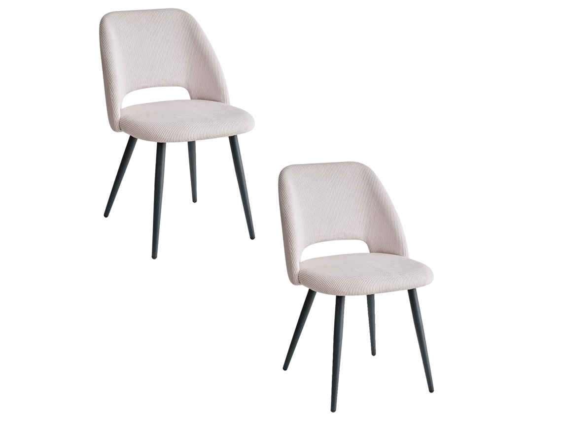 Cadeira De Jantar, Tecido De Veludo Cotele, Estrutura De Metal, 2pcs Bege