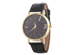 Reloj De Pulsera De Aleación Con Dial Redondo Reloj De Cuartzo Pareja Negro
