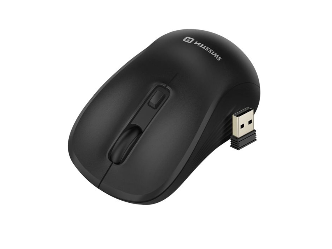 Mouse Semi Fio AQUAFORGE para desktop, compatível com PC e Mac, DPI ajustável, Swissten, preto