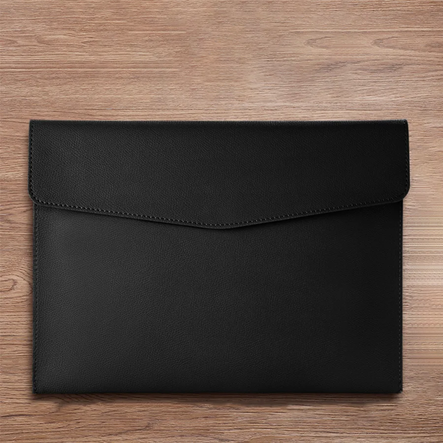 Pasta Para Documentos Em Couro Genuíno, Estilo Envelope, Tamanho A4 (preta), De Alta Qualidade E Em Couro Pu.