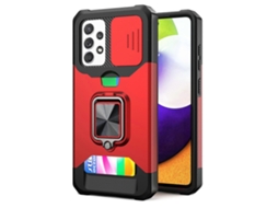 Capa Para Samsung Galaxy A72 Com Design De Tampa Deslizante Para Câmera, Resistente A Impactos Em Pc + Tpu, Com Suporte De Anel E Compartimento Para C