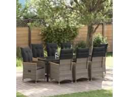 Vidaxl Conjunto de Jantar para Jardim 9 Pcs Cinzeto Vime Pe