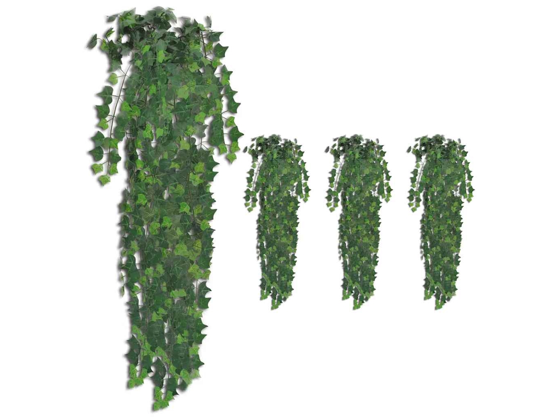 Conjunto 4 Planta Artificial Vidaxl Verde Plástico