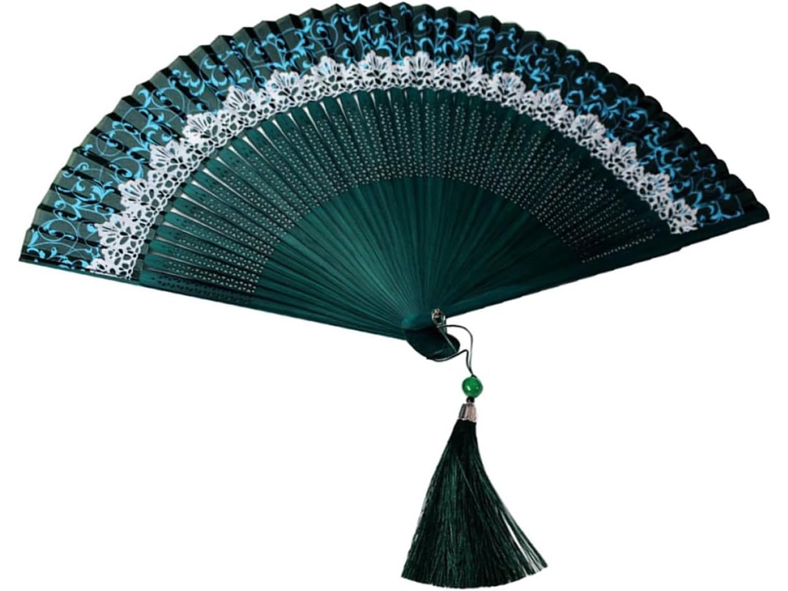 Eventail Pliant En Bambou Et Soie Style Chinois, Prático E Resistente Ao Uso,
