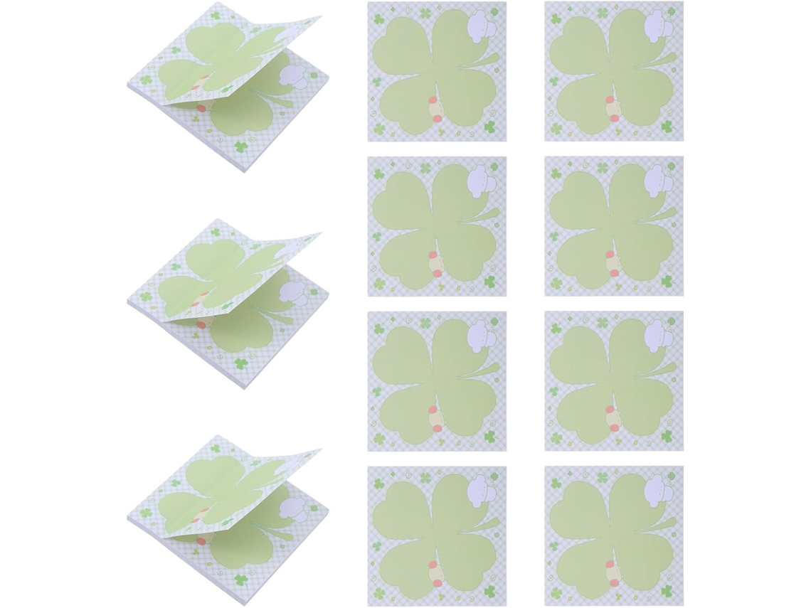 Conjunto De 30 Blocos De Notas Adesivos Kawaii Com Trevo, 3x3 Cm, Mini De Destacáveis Para Material Escolar E