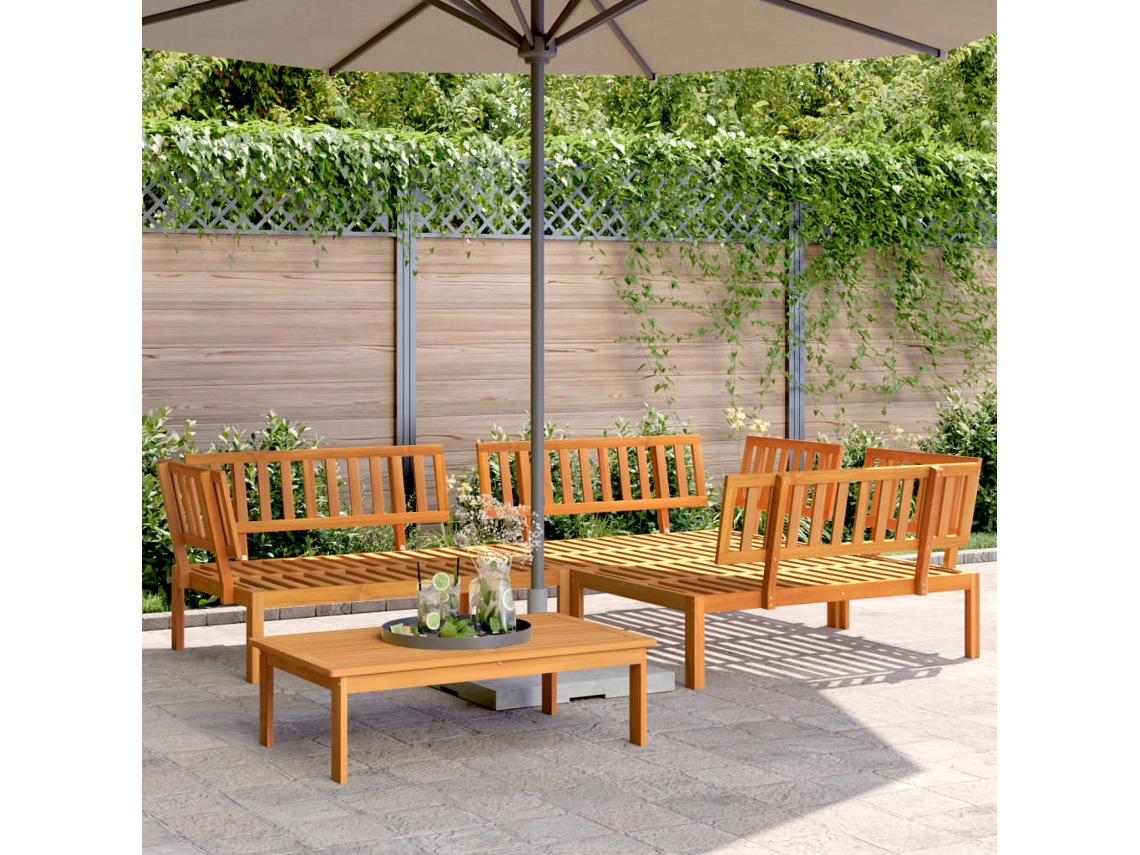 4 Pcs Conjunto De Móveis De Paletes P/ Jardim Acácia Maciça Dkd Home Decor