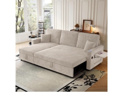 Sofá Em L Com Cama, Espaçoso E Dobrável, Ideal Para Salas E Apartamentos. Modelo Modular, Com Baú E Chaise, Perfeito Para Descanso.