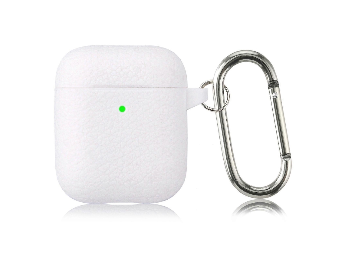 Capa protetora de silicone com textura de lichia, em cor sólida e design simples, com gancho, para fones de ouvido AirPods 1/2. GIECY