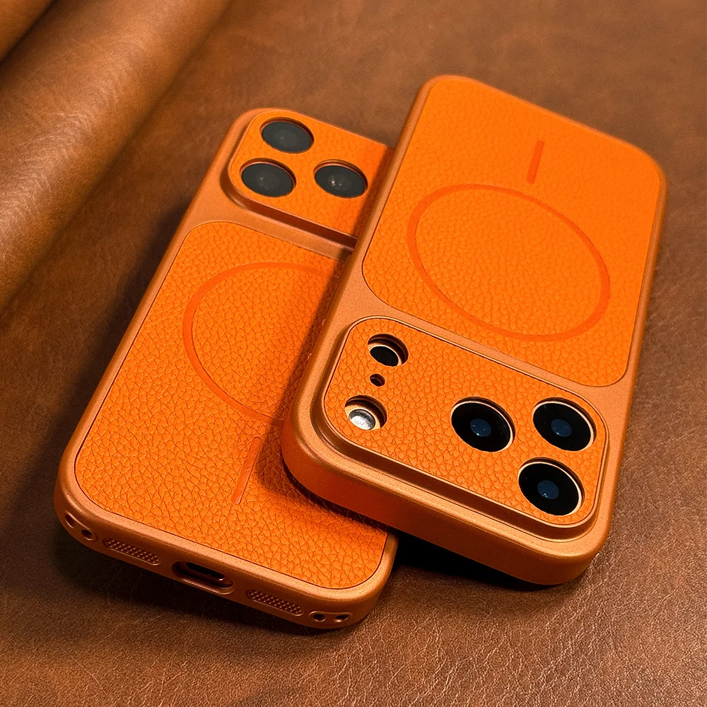 Capa Protetora Com Carregamento Sem Fio Magnético Magsafe (laranja) Para Iphone 17 Pro Max