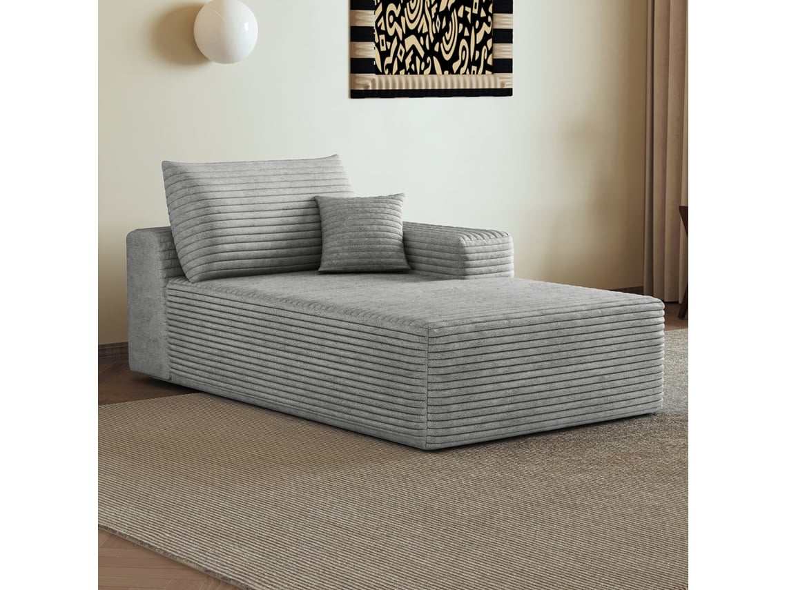 Y165-right-sleeper-grey: Sofá-cama Lateral Direito Cinza