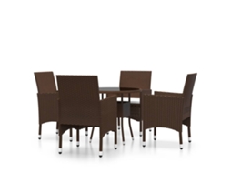 Maison Exclusive - 5 Pcs Conjunto De Jantar Para Jardim Vime Pe Castanho