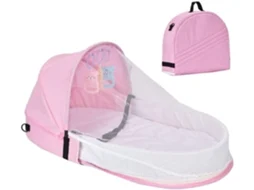 Berço Dobrável De 1 Unidade Na Mochila Cama De Linho Com Lateral De Malha E Acesso Com Zíper, Rosa Chrui
