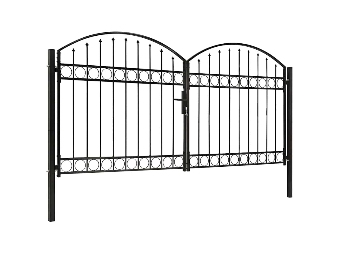 Vidaxl Portão De Cerca Assen Porta Dupla Com Topo Arqueado Em Aço 300x125 Cm