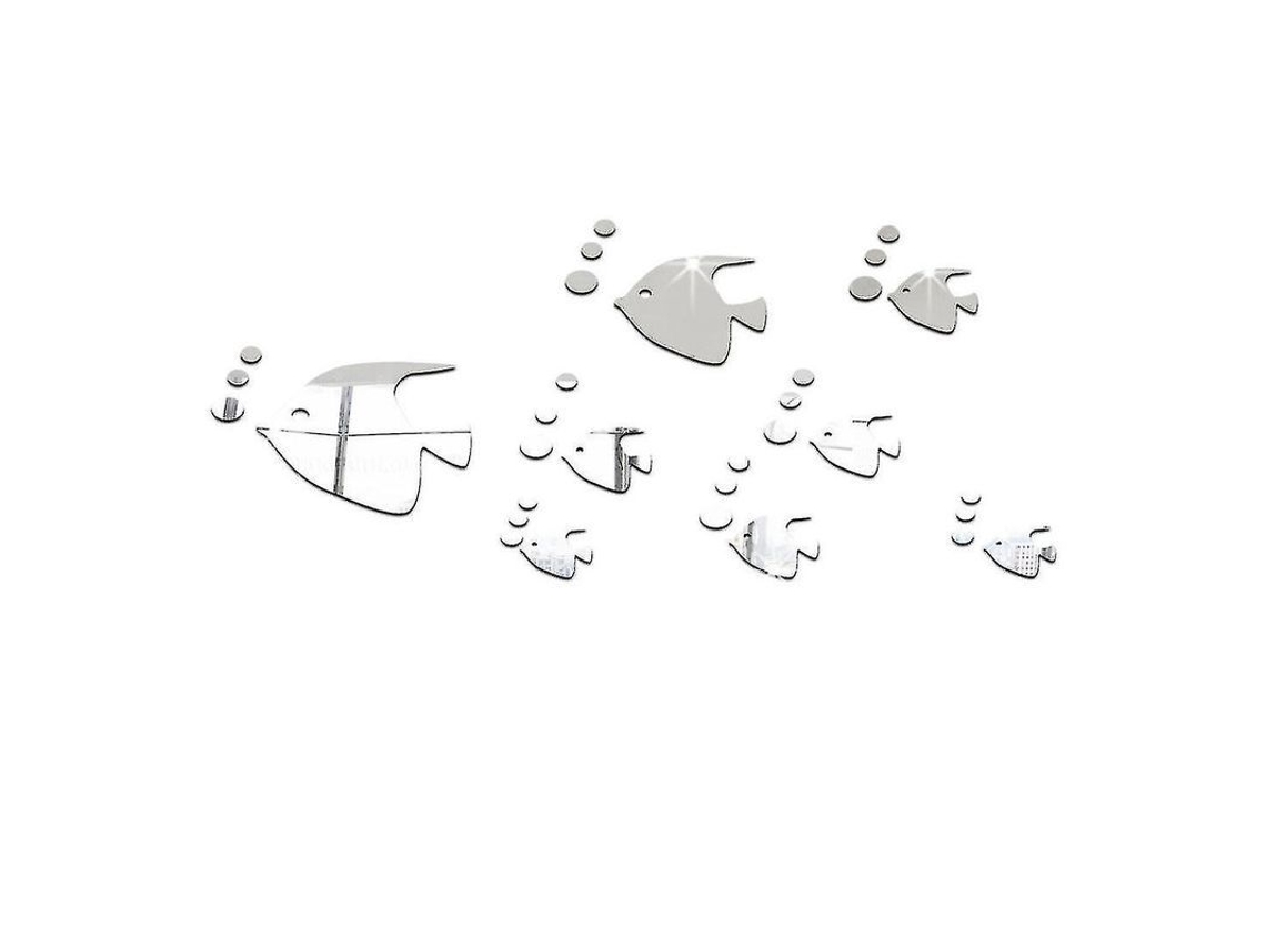 Autocolantes De Paredepeixe Mar Bolha Efeito Espelho 3d Autoadesivo Removível Diy (prata) 8 Pacotes 32 Peças