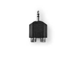 Adaptador de Áudio Estéreo - Macho 3,5 Mm 2x Rca Fêmea Niquelado Reto Abs Preto 1 Unidade Caixa AQUAFORGE