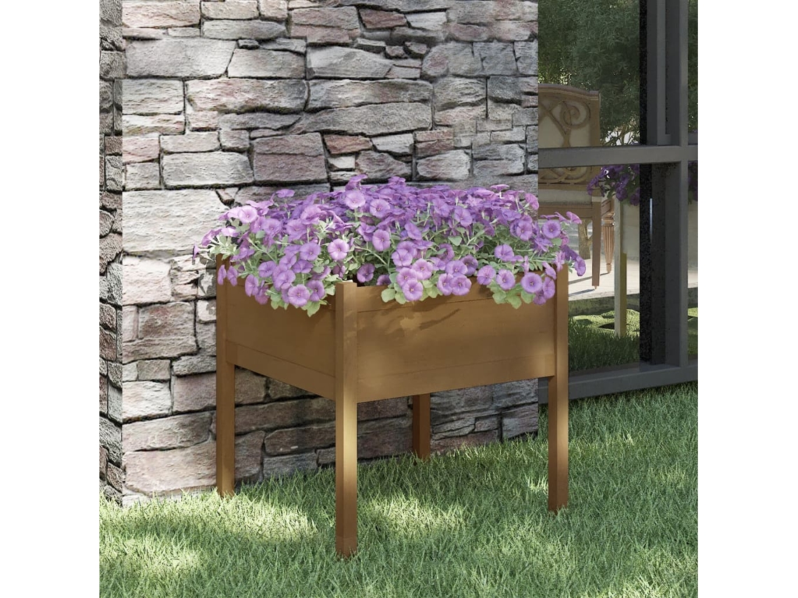 Vidaxl Vaso/floreira De Jardim 70x70x70 Cm Pinho Maciço Castanho-mel