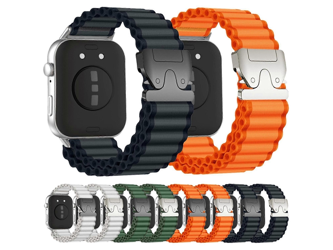Pulseira De Nylon Canelado Largo Com Fivela De Paraquedas Para Huawei Watch Fit 4 Pro / Fit 4 / Fit 3.