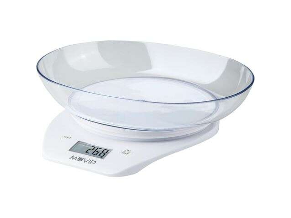 Balança Digital De Cozinha Muvip Com Tigela Tigela Transparente 1,5l Sensor De Alta Precisão Peso Máx. 5kg