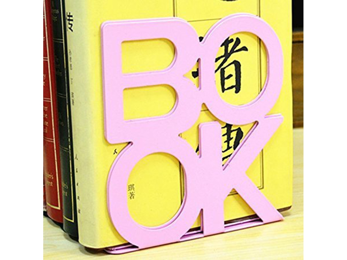 Par Apoios para Livros Letra Book Metal Antiderrapante Antirrust Alta Capacidade Decorativo Escritório | S/MARCA
