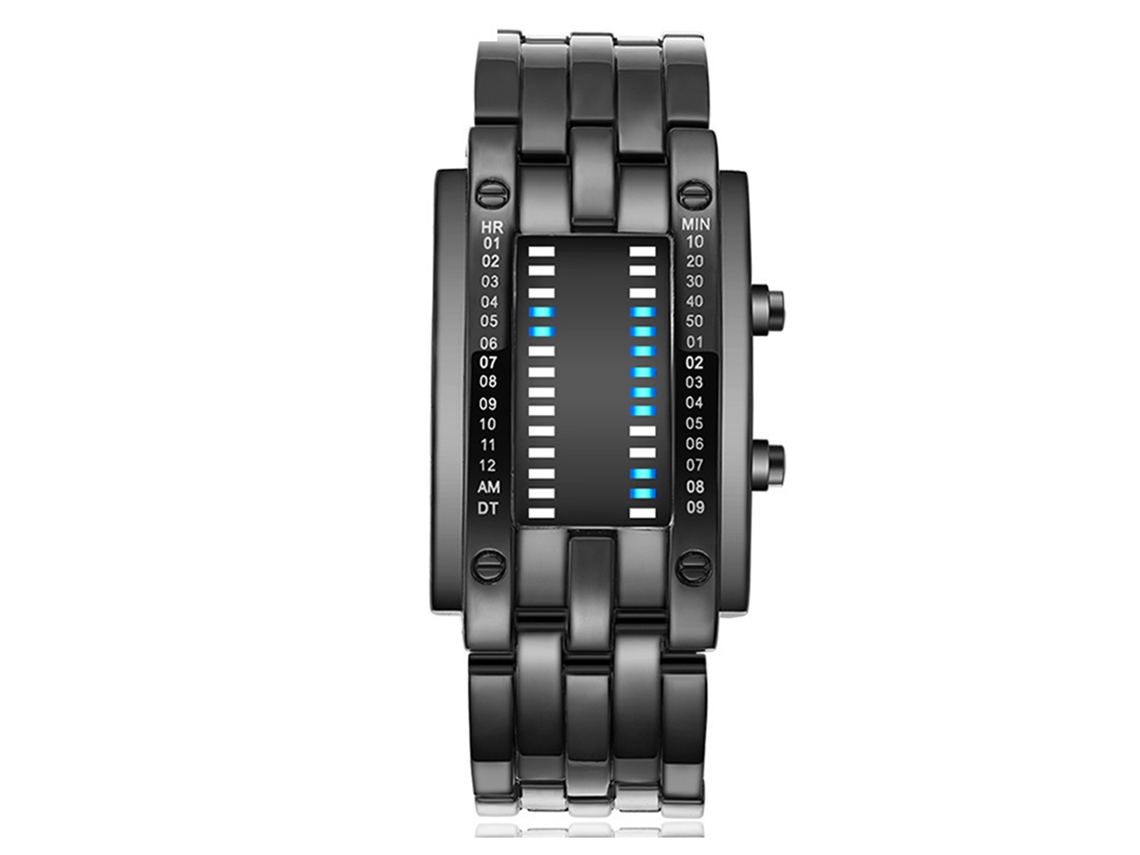 Reloj Digital Led Binario, matriz azul, resistente al agua hasta 30 m, para hombres y mujeres