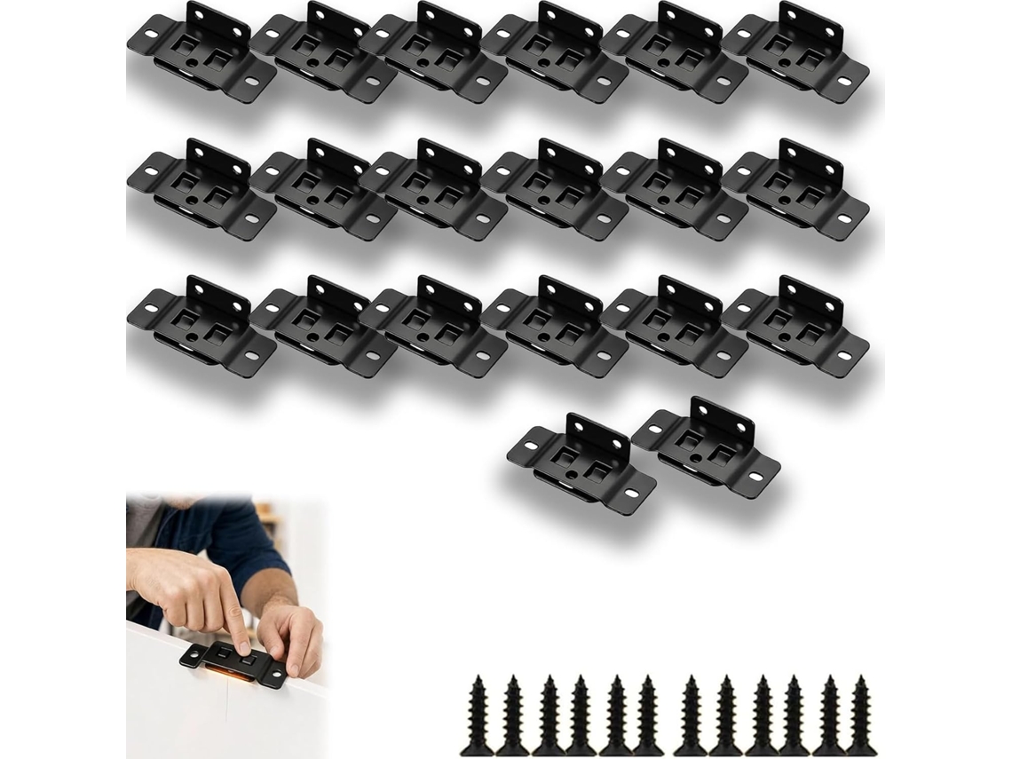 Suporte De Encaixe Rápido Para Móveis Preto, 20 Unidades