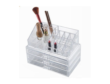 Organizador transparente 3 gavetas para truques de joias maquiagem cosmética 10254