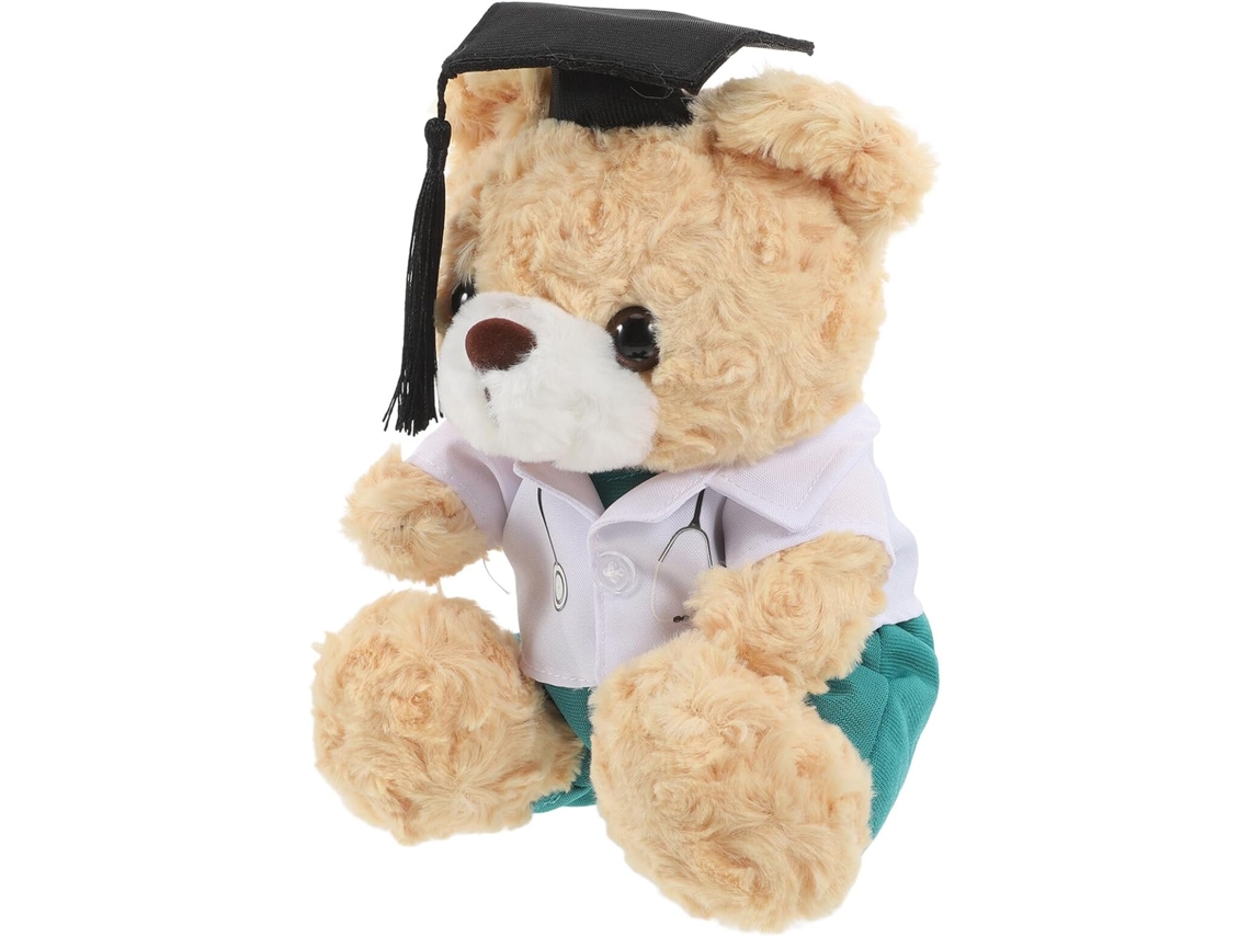 Urso De Pelúcia Médico, Tamanho Médio, Marrom Claro Com Uniforme