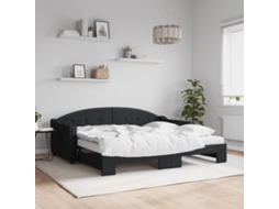 Vidaxl Sofá-cama Com Gavetão E Colchões 90x190 Cm Tecido Preto