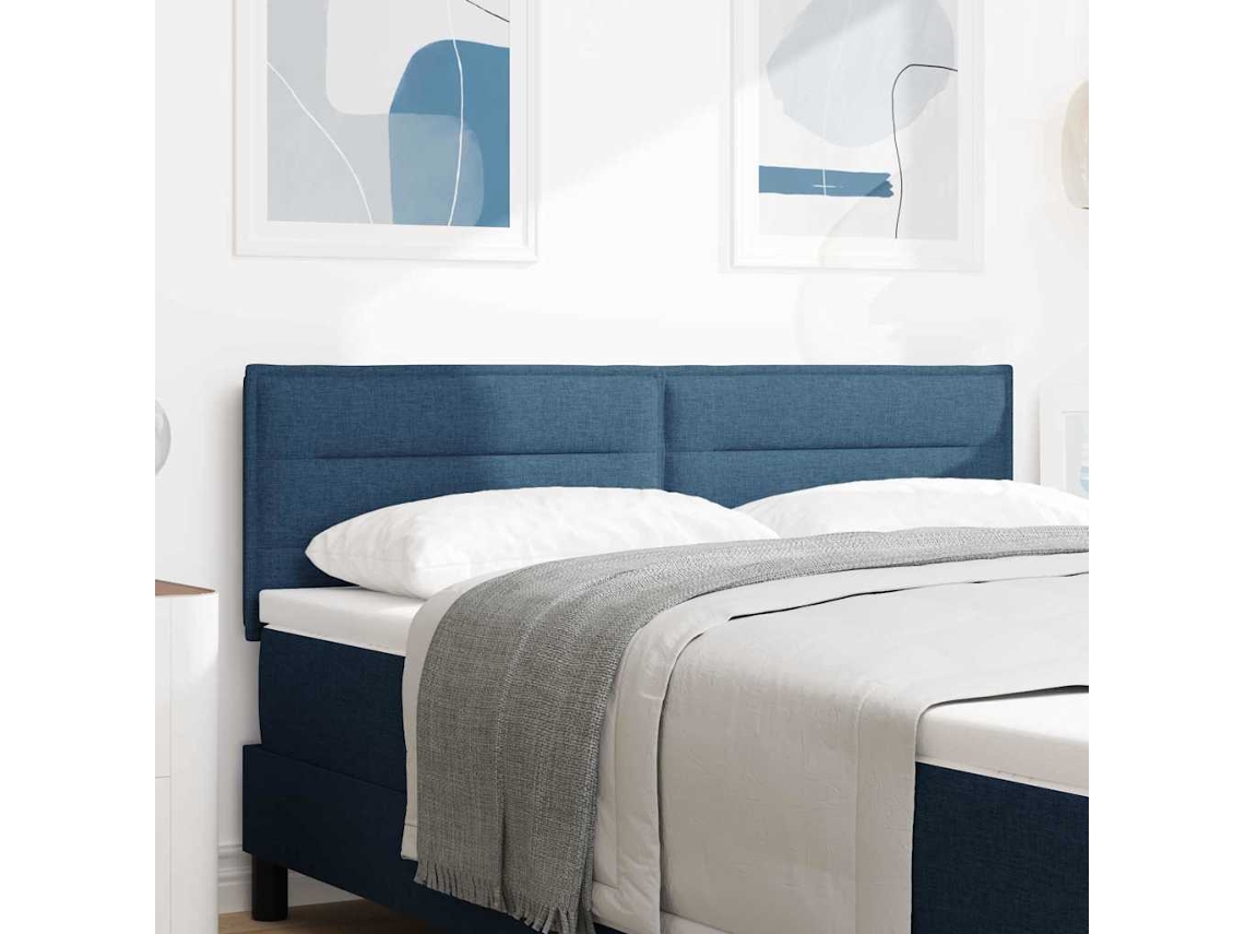 Vidaxl Cabeceira Led Com Fitas Led Com Cabeceira Azul 144 Cm Tecido